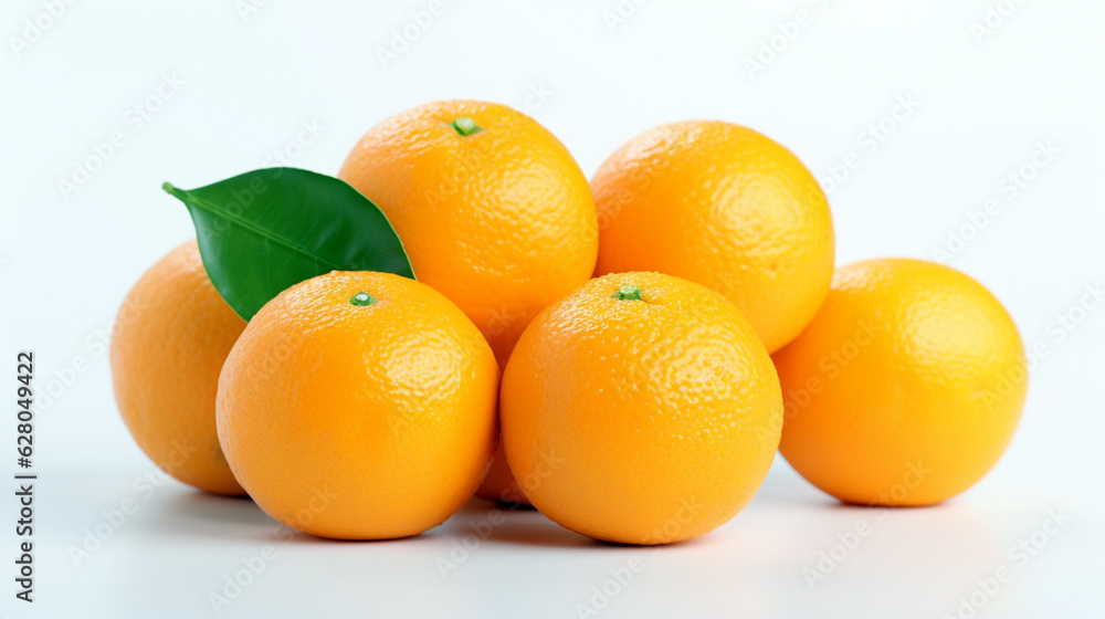 large oranges on a white background. Generative Ai. large oranges on a white background. Generative Ai.
