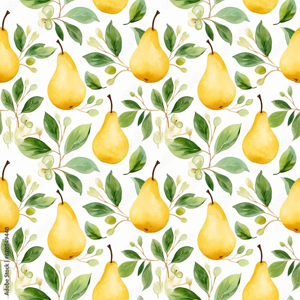 watercolor seamless pattern with pears watercolor seamless pattern with pears