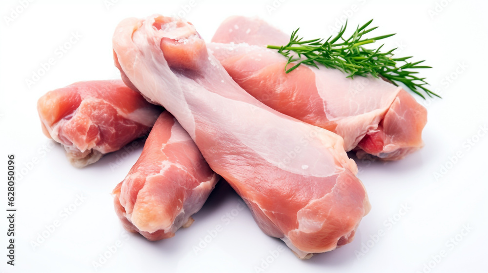 raw chicken wings on white background. Generative Ai. raw chicken wings on white background. Generative Ai.
