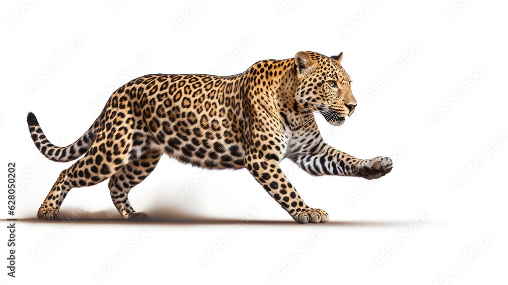 portrait of a leopard on a white background. Generative Ai. portrait of a leopard on a white background. Generative Ai.
