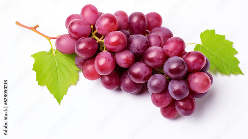 bunch of red grapes on a white background. Generative Ai. 