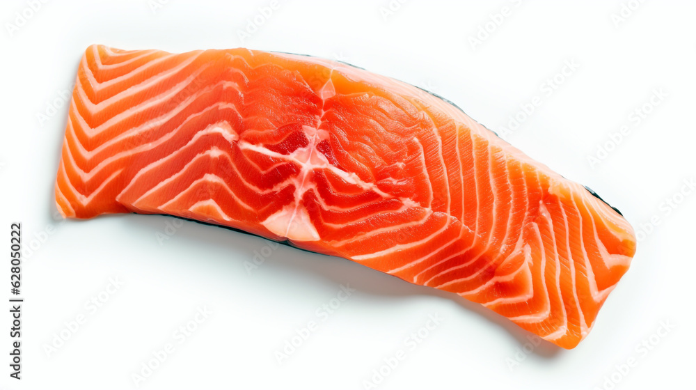 fresh salmon fillet on white background. Generative Ai. fresh salmon fillet on white background. Generative Ai.