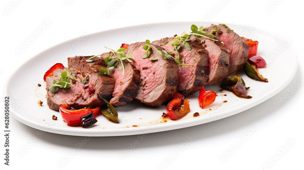 grilled beef steak with vegetables. Generative Ai. grilled beef steak with vegetables. Generative Ai.