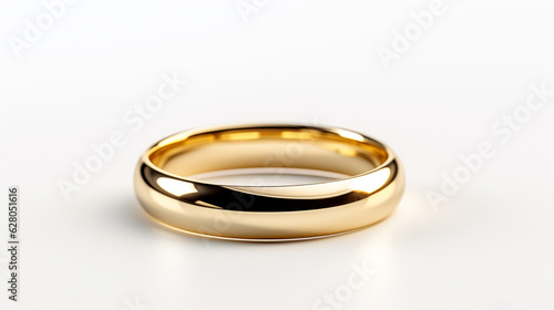 simple wedding gold ring isolated on white background. Generative Ai. 
