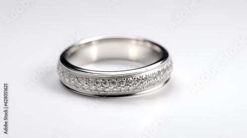 white gold wedding ring isolated on white background. Generative Ai. 