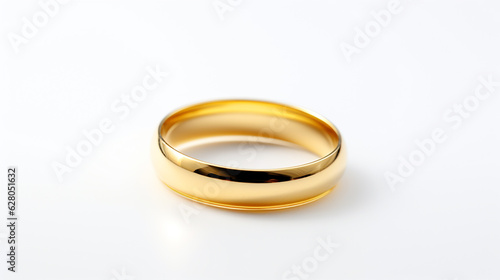 golden wedding ring isolated on white background. Generative Ai. 