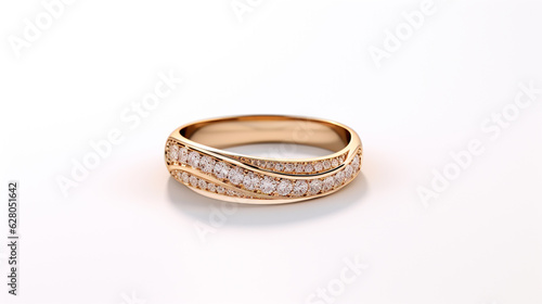 engagement ring with diamonds isolated on white background. Generative Ai. 