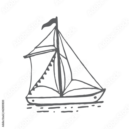 Boat drawing, Sail, Sailing, Handdrawn adventure element