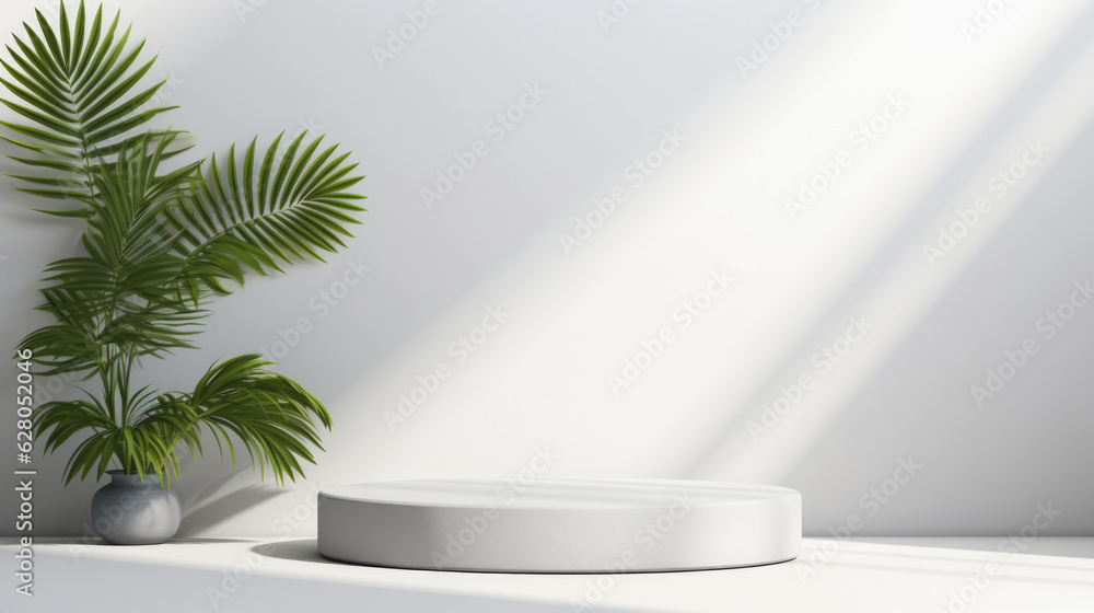 White podium display cosmetic product on white background. White podium display cosmetic product on white background.