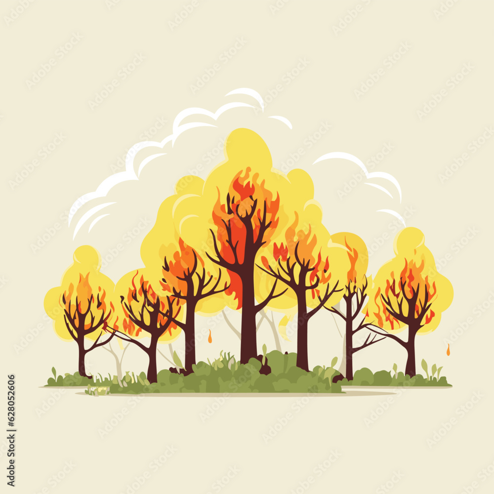 forest on fire vector flat minimalistic isolated illustration