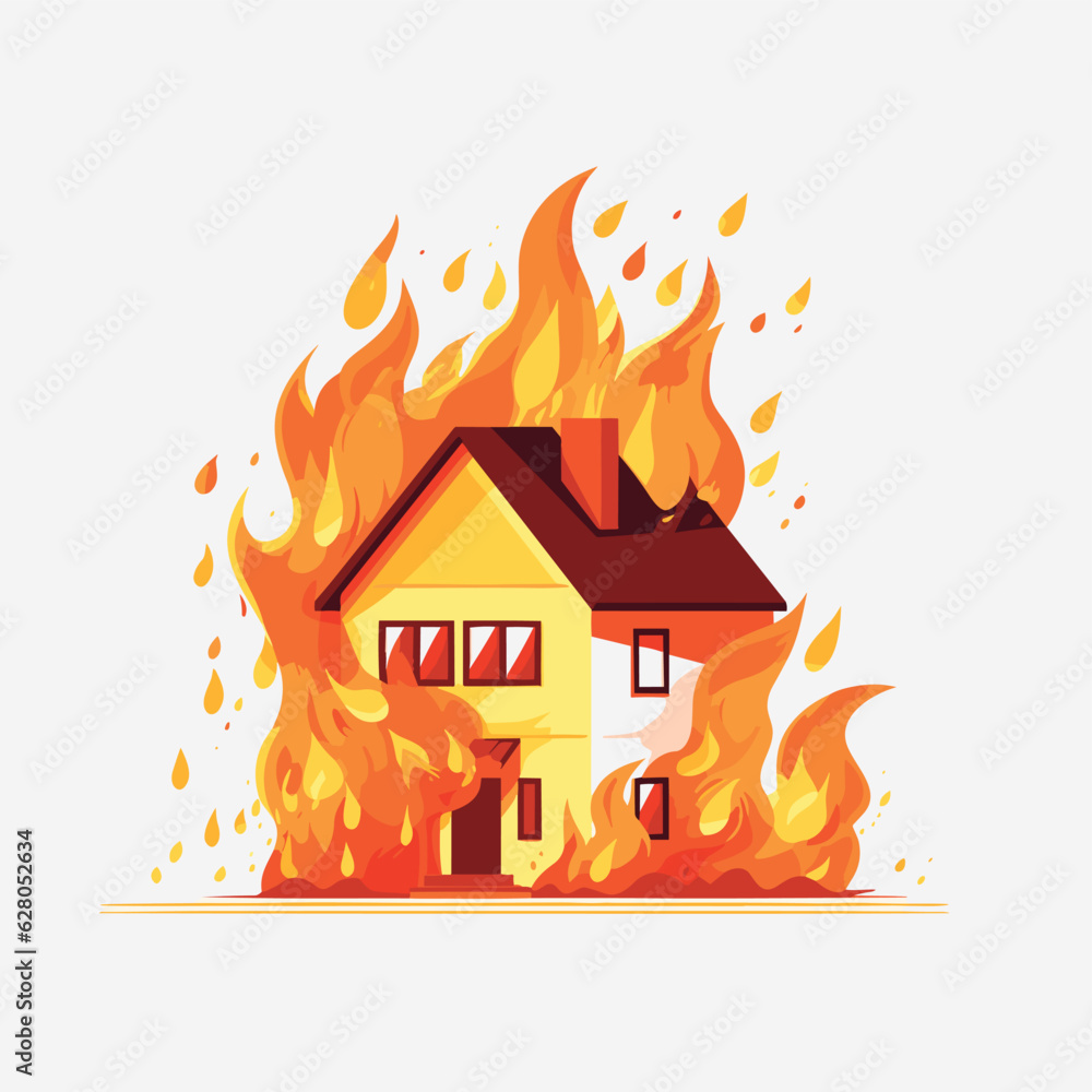 house on fire vector flat minimalistic isolated illustration Stock ...