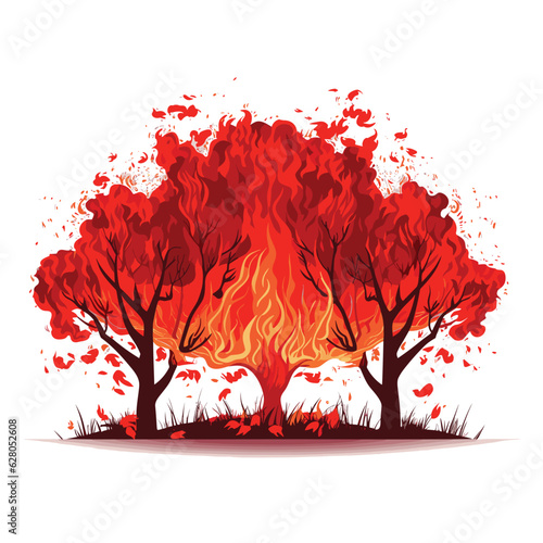 forest on fire vector flat minimalistic isolated illustration