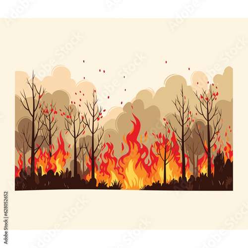 forest on fire vector flat minimalistic isolated illustration