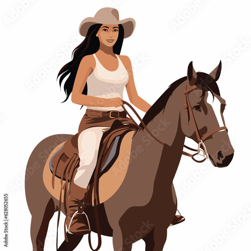 Girl saddle horse vector flat minimalistic isolated illustration