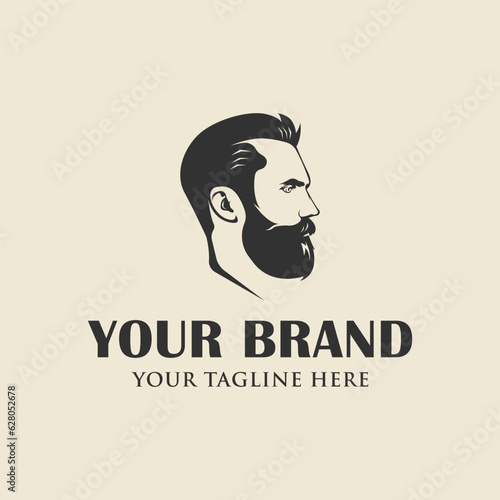 Bearded man logo design illustration