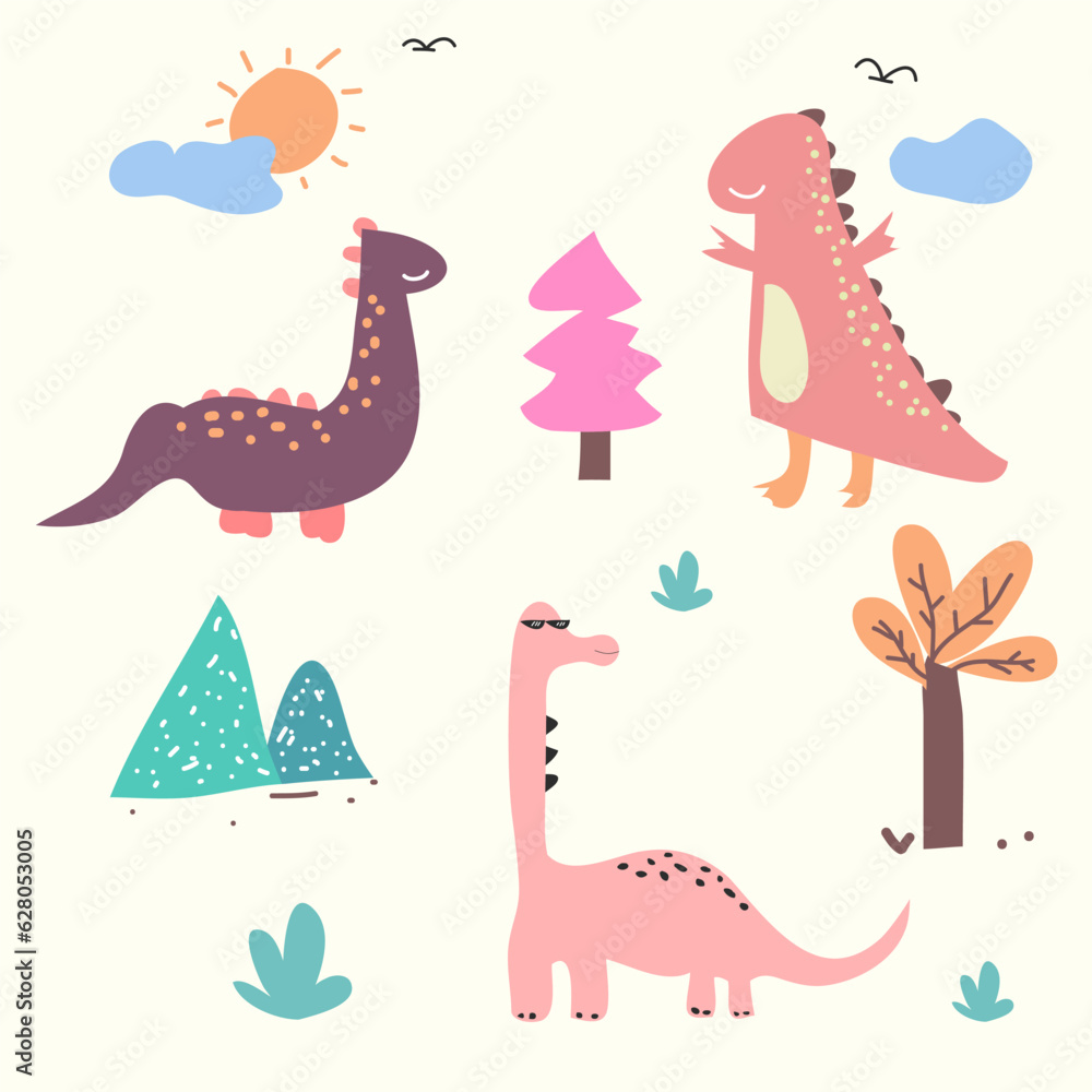 cute dinosaur vector collection for print, greeting card and background wallpaper cute dinosaur vector collection for print, greeting card and background wallpaper