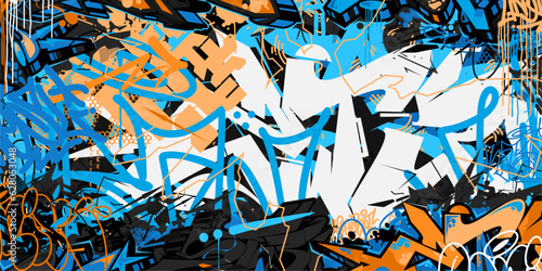 Trendy Abstract Urban Style Hiphop Graffiti Street Art Vector Illustration Background Template