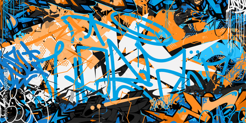 Colorful Abstract Urban Style Hiphop Graffiti Street Art Vector Illustration Background Template
