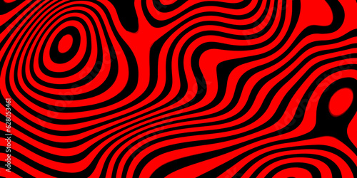 Abstract geometric vertical red and black line seamless wave pattern. Red and black abstract background. Abstract wave of red and black curved lines. Futuristic background of lines. Dynamic wave.