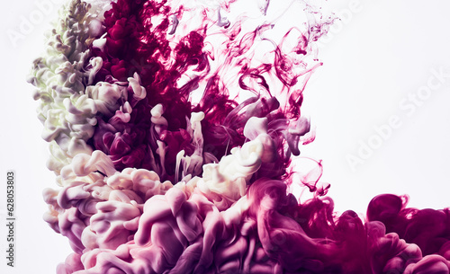 Splash of paint in water over white background