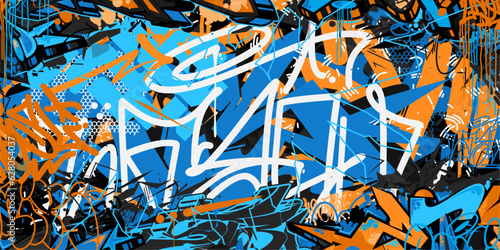 Colorful Abstract Urban Style Hiphop Graffiti Street Art Vector Illustration Background Template