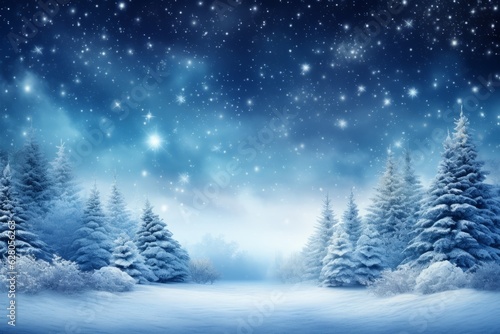 Winter Christmas background. Snow and magic light