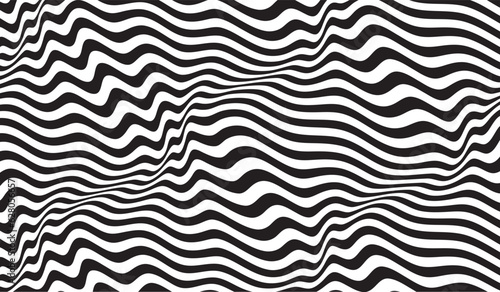 Black and White Wavy Lines Vector Background for Decorative purpose. Vector wavy line illustration. abstract wavy black and white line pattern. Black and white stripped wavy. 