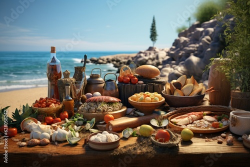 Food tourism concept exploring culinary diversity in coastal region, Generative AI © Nino47