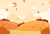 Illustration of natural autumn landscape background vector design