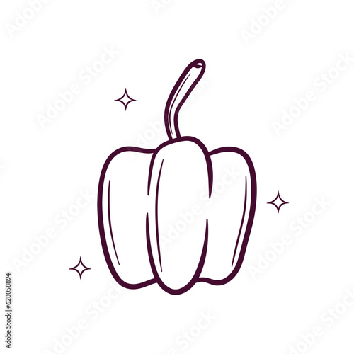 Hand Drawn Bell Pepper. Doodle Vector Sketch Illustration