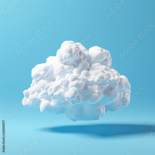 Volumetric fluffy white cloud on a blue background