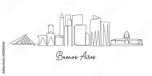 Buenos Aires skyline continuous line drawing