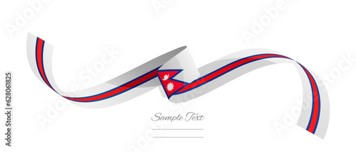 Nepali flag ribbon vector illustration. Nepal flag ribbon on abstract isolated on white color background