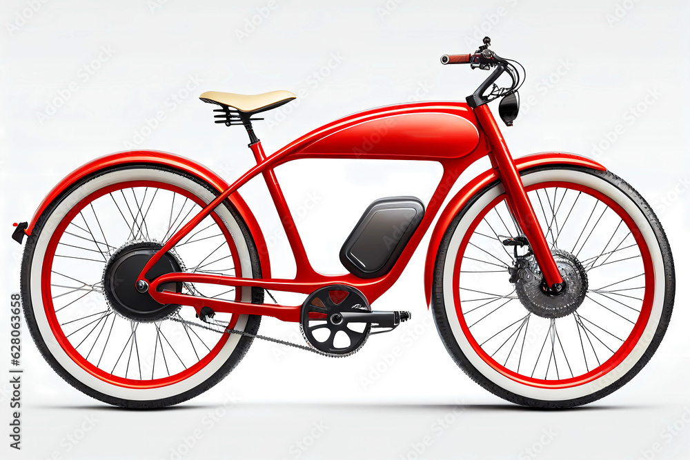 Fotografie Modern e-bike on white background. Generative ai design.