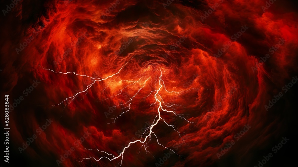 Climate change influenced storms. Landscape of dangerous storms and lightning strikes. Warm world. Generative AI. Climate change influenced storms. Landscape of dangerous storms and lightning strikes. Warm world. Generative AI.