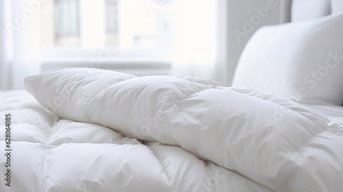 Generative AI : Cozy Comfort: Simple Illustration of a Comforter on White Background © The Little Hut