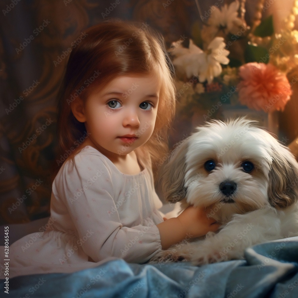 Generative AI : Joyful Companions: Delighted 9-Year-Old Girl and Ecstatic Dog Share Pure Happiness Outdoors Generative AI : Joyful Companions: Delighted 9-Year-Old Girl and Ecstatic Dog Share Pure Happiness Outdoors