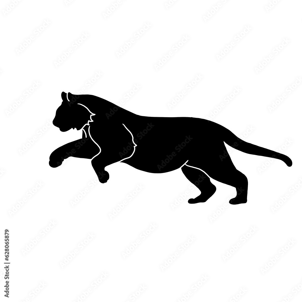 silhouette of running tiger