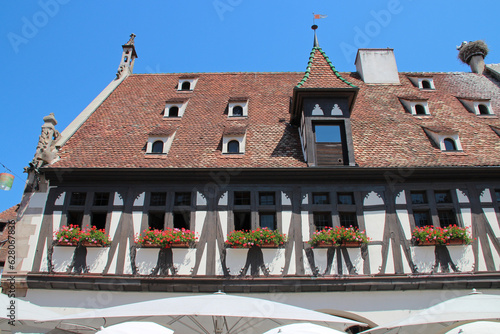 former corn market in obernai in alsace (france)