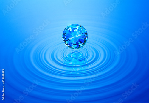 blue diamonds on rippled water with reflection