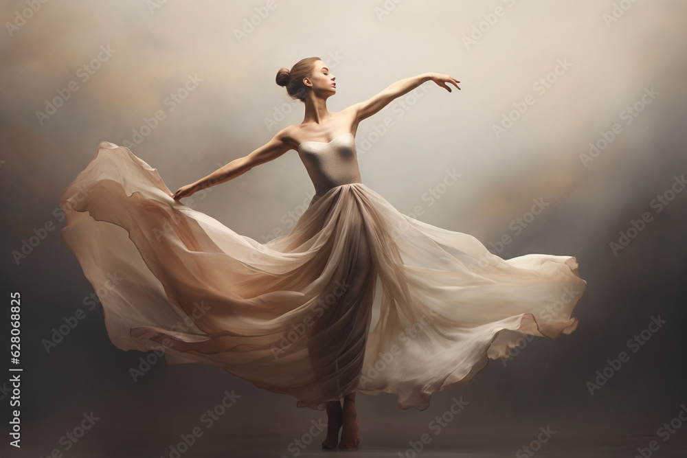 Graceful ballet dancer in graceful motion, a study in poise and beauty. - obrazy, fototapety, plakaty 