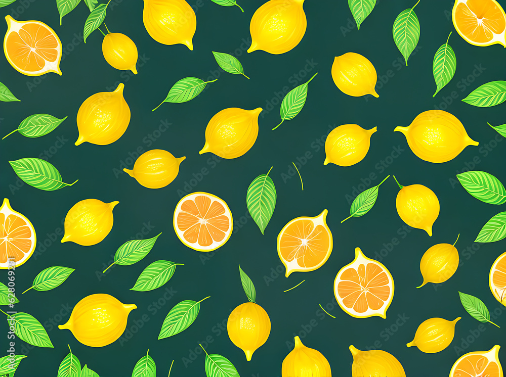 Floral lemons and leaves papercut style neon. Floral lemons and leaves papercut style neon.
