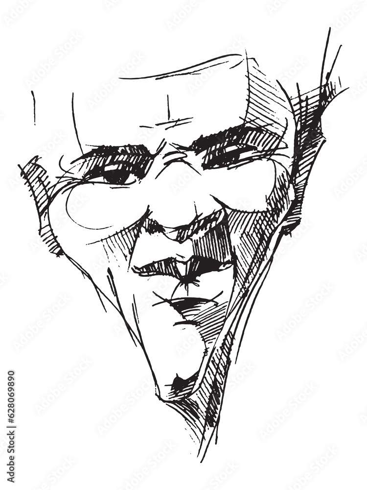 Fashion Man sketch. Men's style. Fashion illustration. Line drawing of a man. model Boy Stock