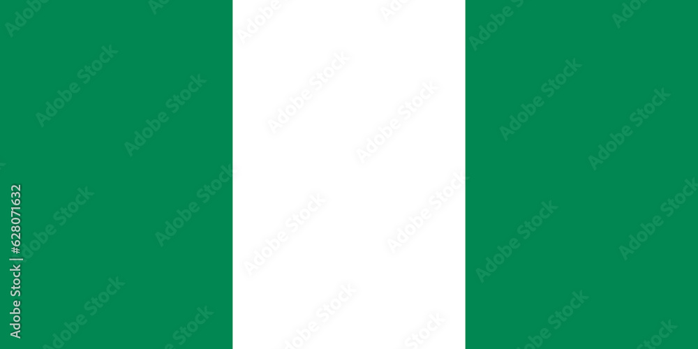 Obraz premium The official current flag of the Federal Republic of Nigeria. State flag of Nigeria. Illustration.