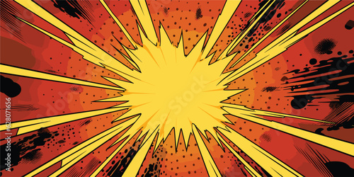 Set of vintage retro comics cartoon book cover sunburst boom explosion boom. Can be used for graphic design or illustration. Graphics vector