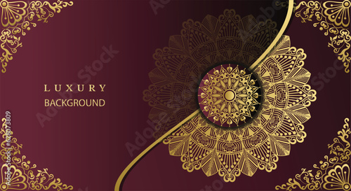 Magnificent golden ornamental mandala design background. Beautiful invitation card with floral mandala. Decorative golden floral ornamental mandala 