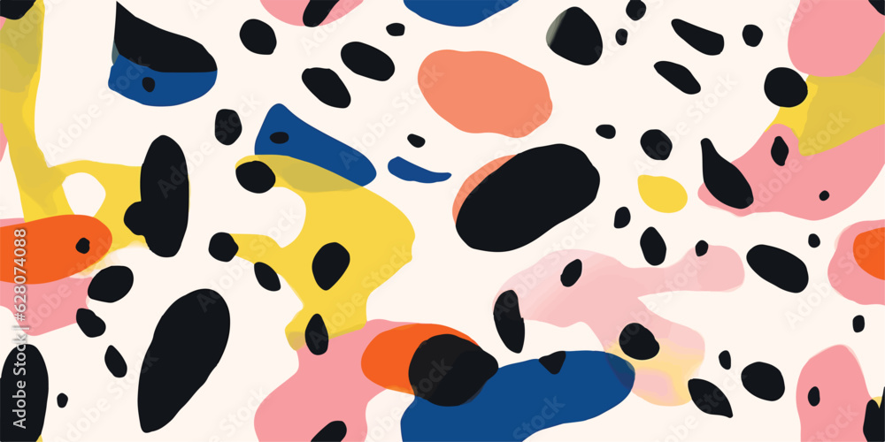 Fototapeta premium Trendy abstract leopard print vector illustration. Hand drawn cartoon style pattern