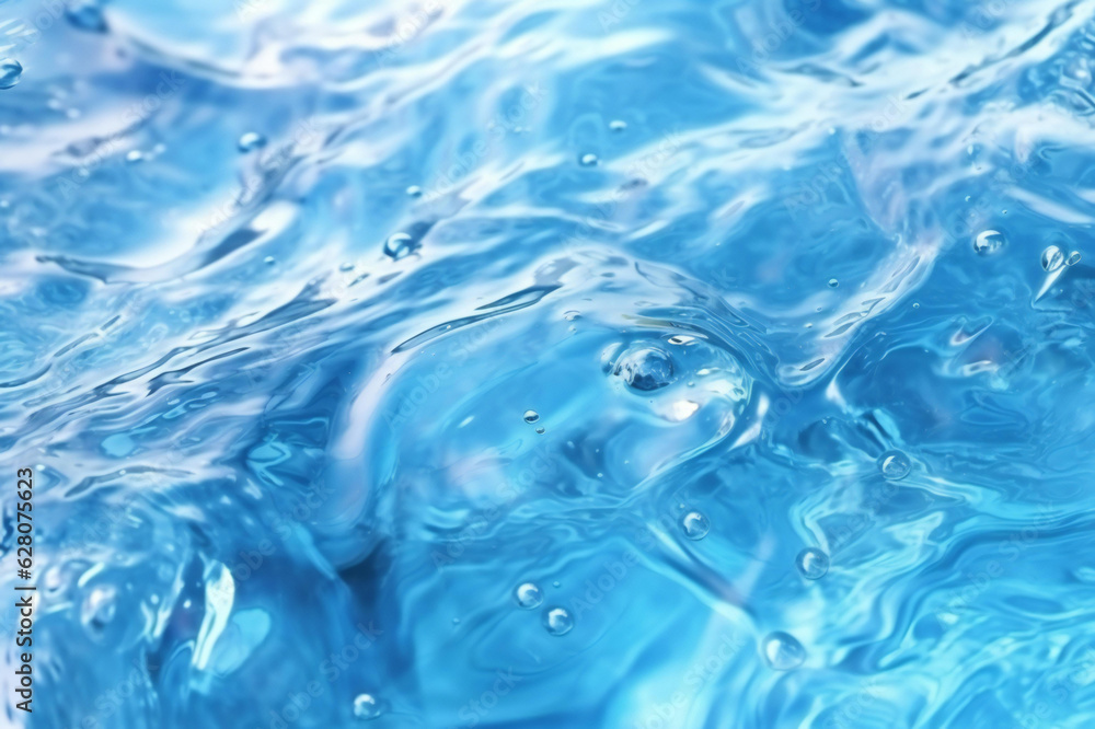 Transparent blue clear water surface texture with ripples, splashes, and bubbles. Abstract summer banner background Water waves in sunlight. Ai Generative. Transparent blue clear water surface texture with ripples, splashes, and bubbles. Abstract summer banner background Water waves in sunlight. Ai Generative.