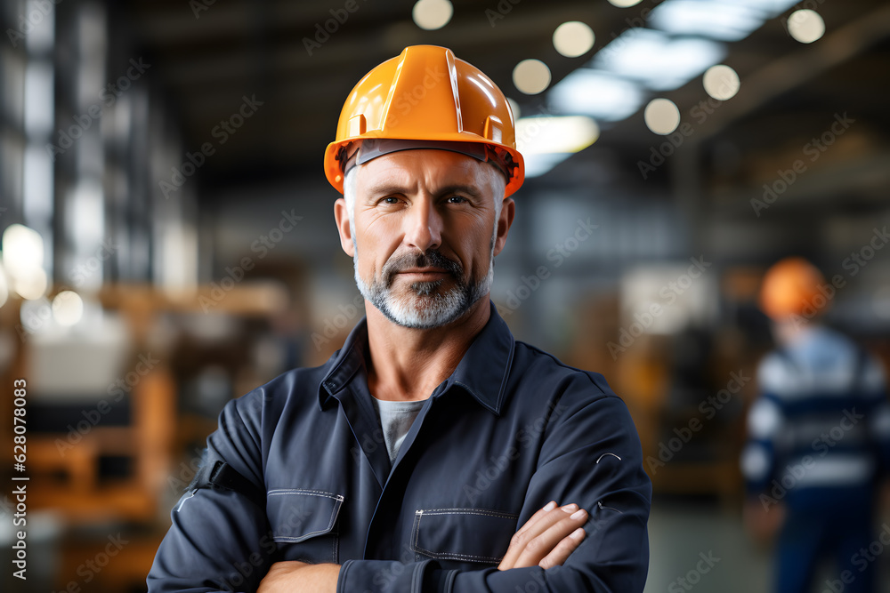Smiling construction engineer posing with arms crossed ai generated art Smiling construction engineer posing with arms crossed ai generated art
