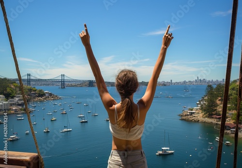 young woman on vacations ha...